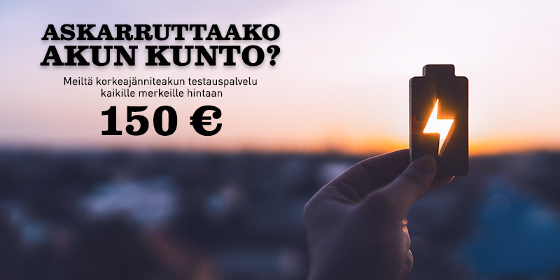 Kajaanin Wetteriltä korkeajänniteakun testauspalvelu kaikille merkeille hintaan 150 €