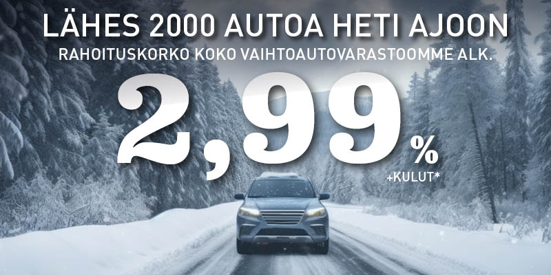 Wetteriltä lähes 2000 autoa heti ajoon - korko alk. 2,99% + kulut! Wetteriltä lähes 2000 autoa heti ajoon - korko alk. 2,99% + kulut!